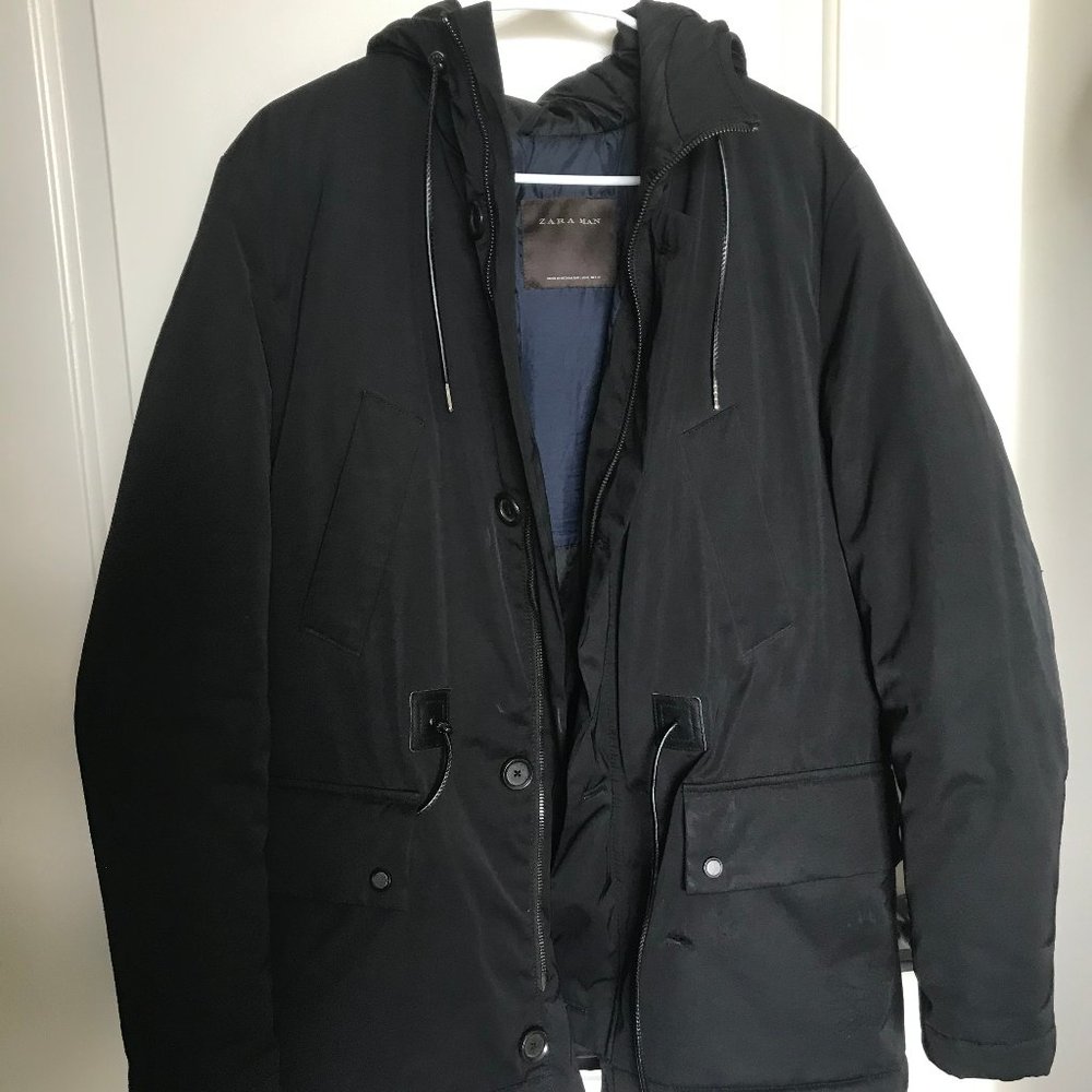 Zara Men's Black Water Resistant Winter Jacket - L
